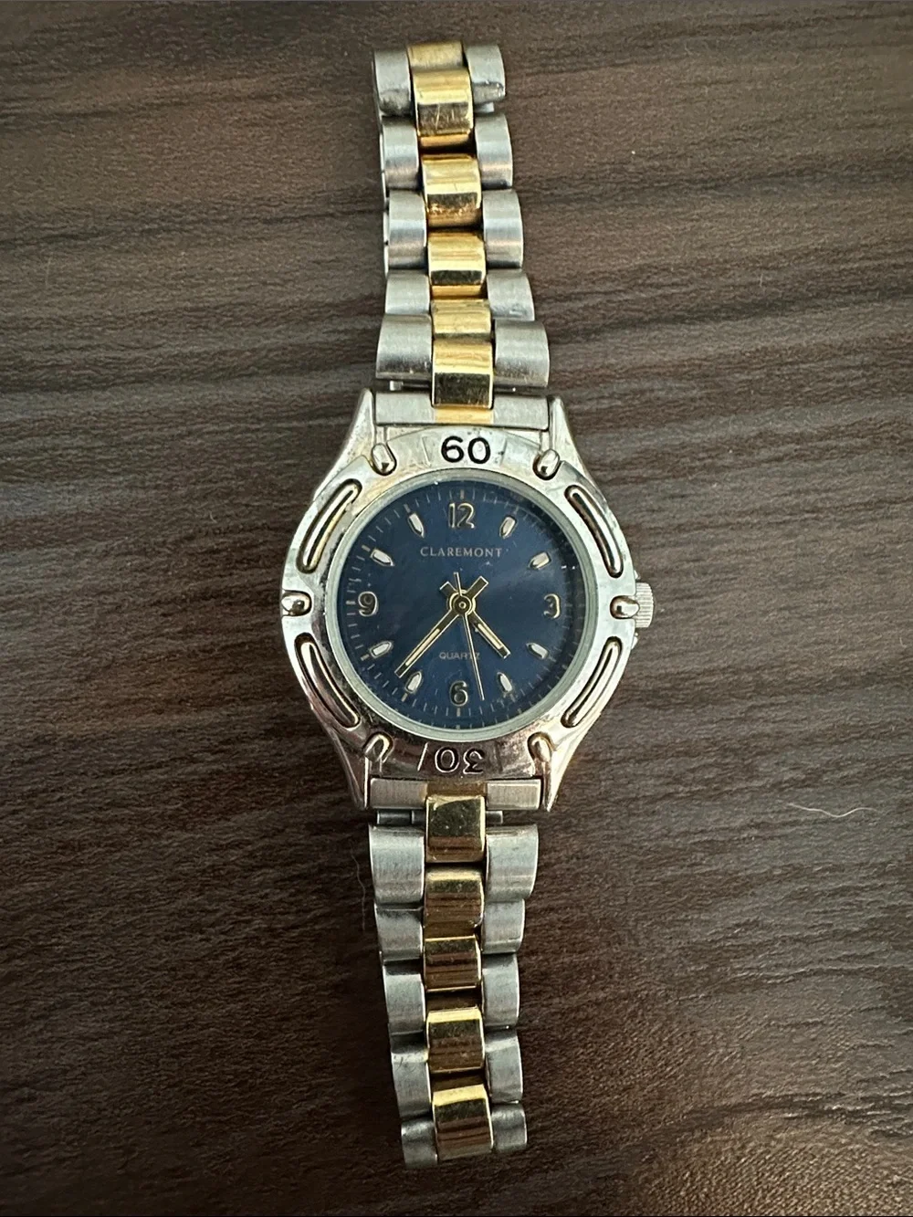 Vintage Claremont - Two-Tone Blue Dial Women's Bracelet Watch - Classic Elegance